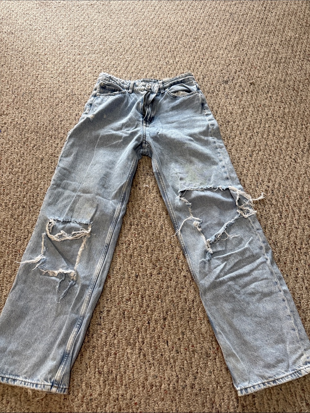 &DENIM ripped wide leg jeans